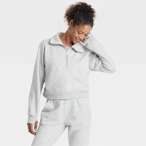 All In Motion Women's Fleece Half Zip Pullover Sweatshirt Gray S